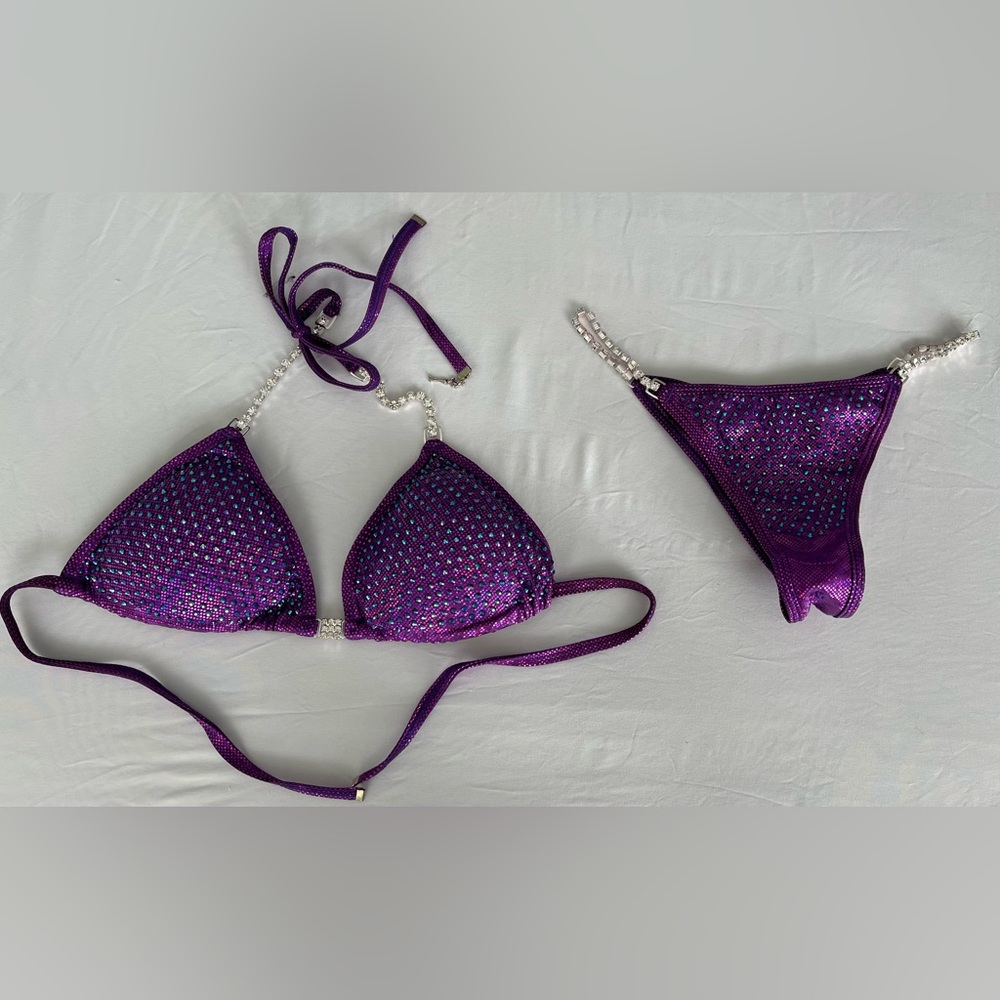 Purple Sequin Bikini Set